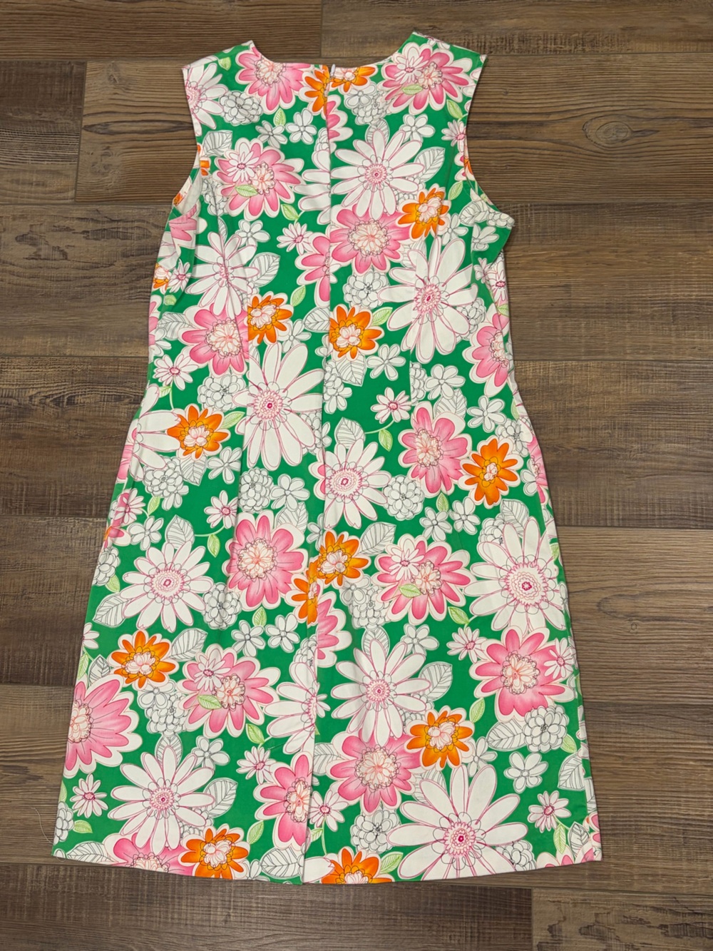 Chadwicks Green Floral A-Line Midi Dress with Pink & Orange Blooms - Picture 9 of 12